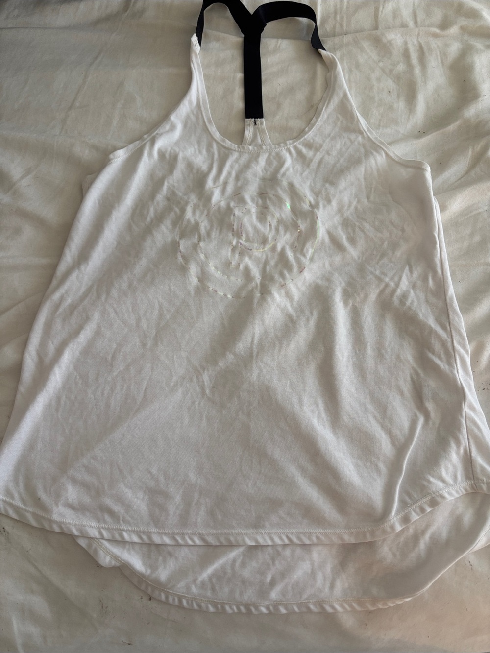 Pure Barre logo White Racerback Tank Top with Black Strap XS